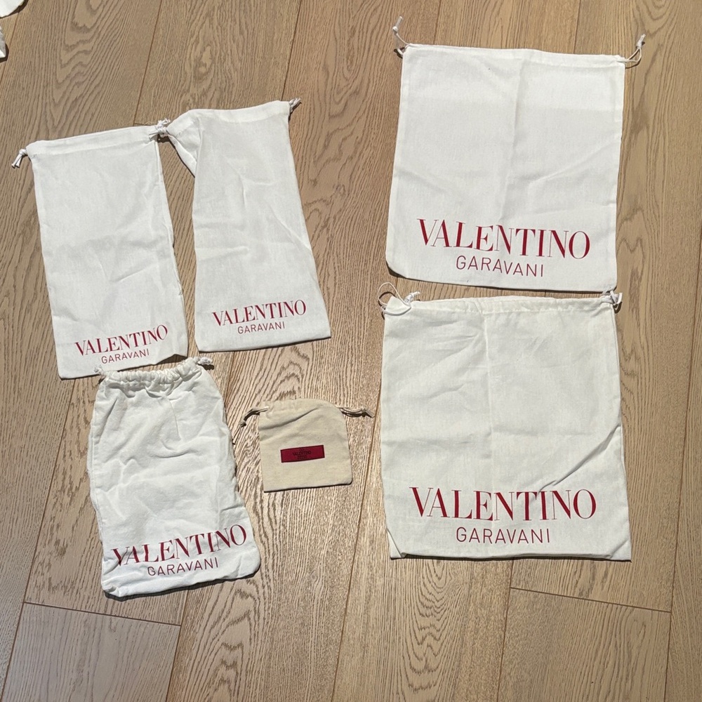 Valentino Garavani White Dust Bags with Red Logo